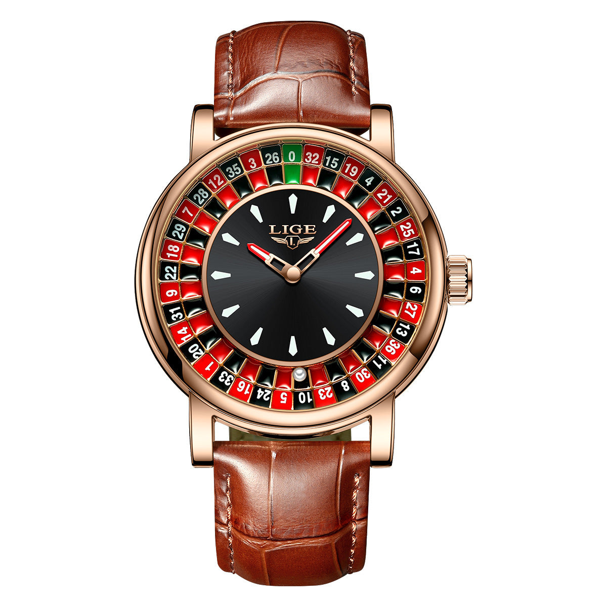 Mens Roulette Luminous Waterproof Quartz Watch