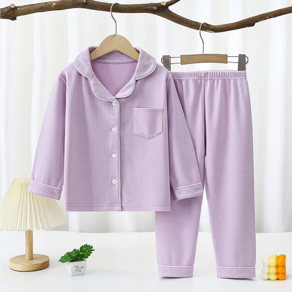 Kids' Long Sleeve Lapel Pajama Set