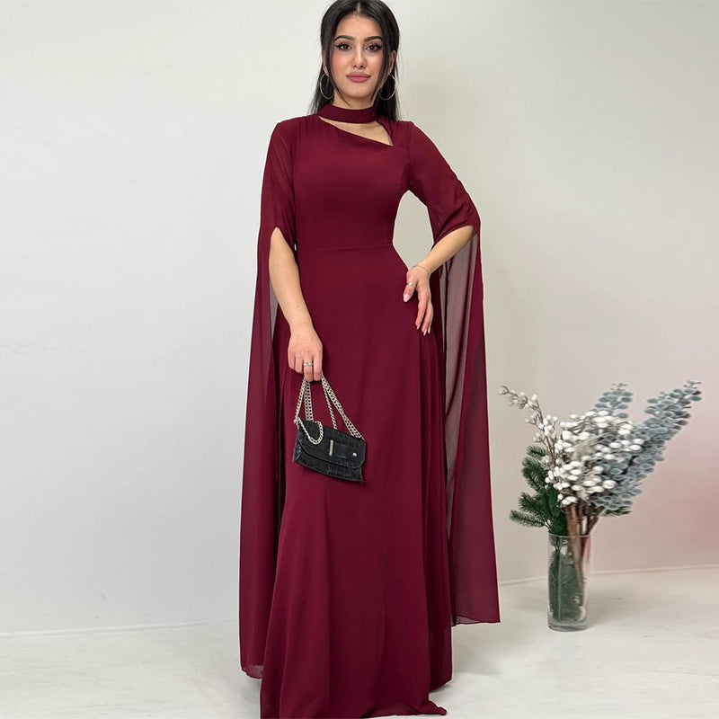 Damen Fledermausärmel Enges Einfarbiges Kleid