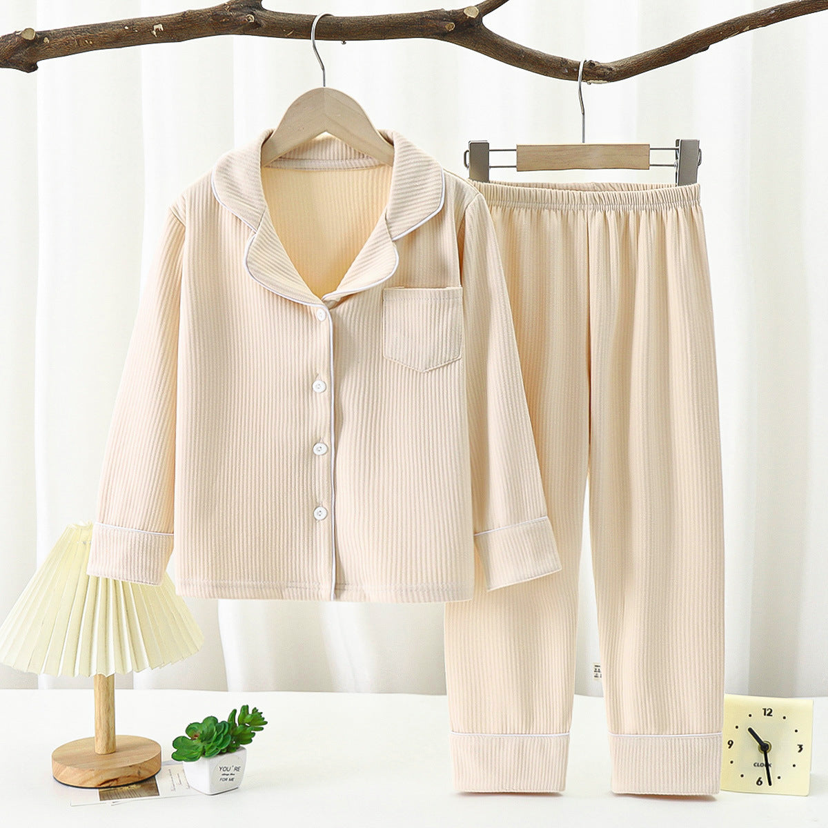 Kids' Long Sleeve Lapel Pajama Set
