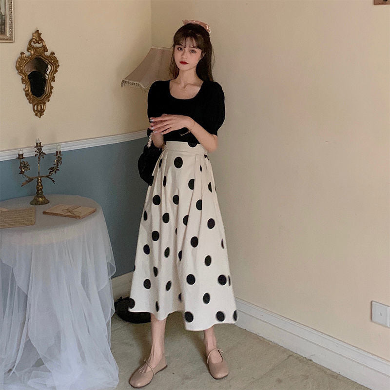 Womens Polka Dot Dress with T-shirt Set