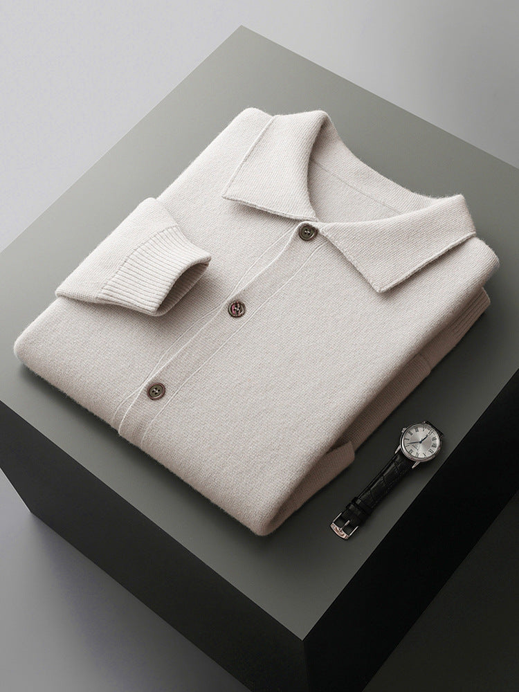 Herren-Strickjacke mit Revers aus Wolle