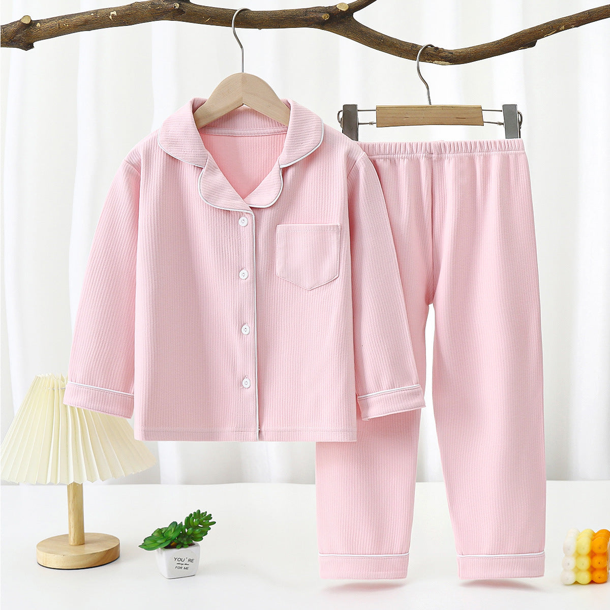Kids' Long Sleeve Lapel Pajama Set