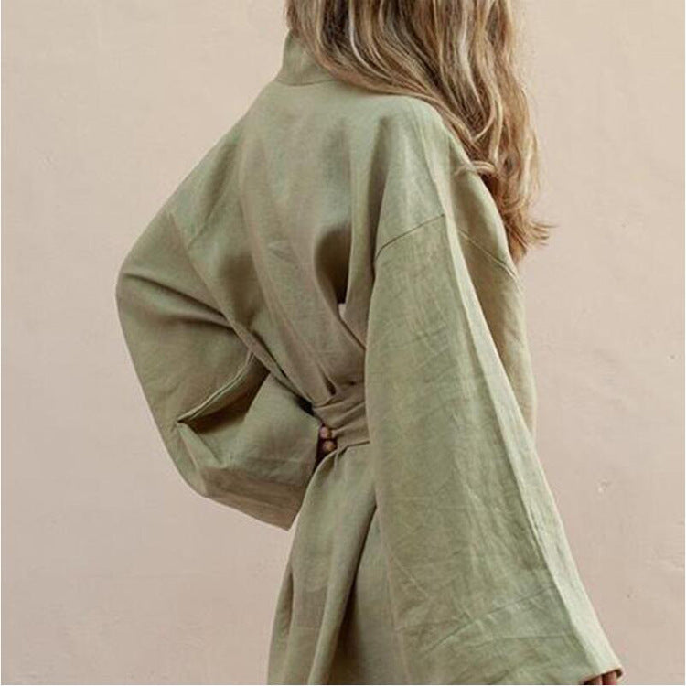 Kapuzenkleid aus Baumwollleinen
