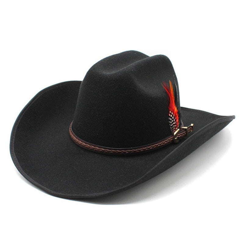 Ethnic Style Cotton Felt Hat with Feather Details
