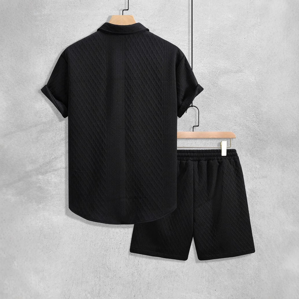 Mens Casual Short Sleeve Shirt and Shorts Set