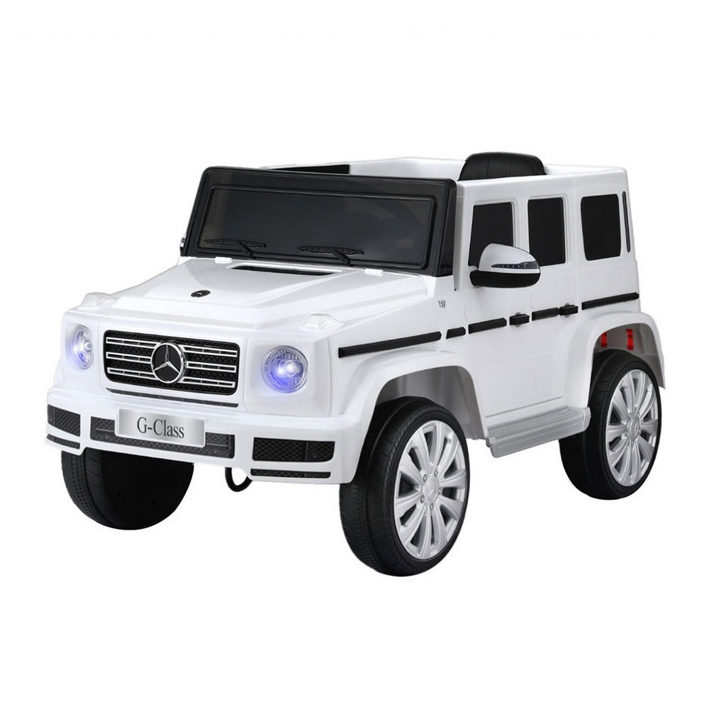Kinder Elektroauto Mercedes G500 Lizenziert Hupe Fernbedienung 12V Weiß