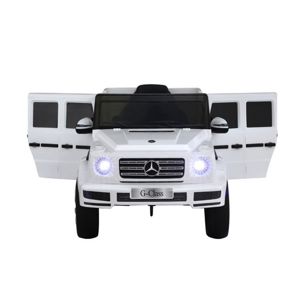 Kinder Elektroauto Mercedes G500 Lizenziert Hupe Fernbedienung 12V Weiß