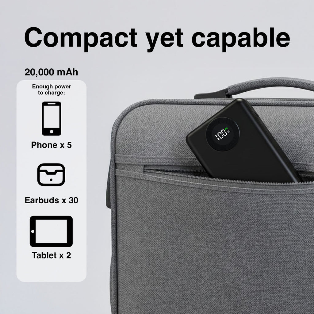Laser 20000mAh Powerbank Battery Display Black