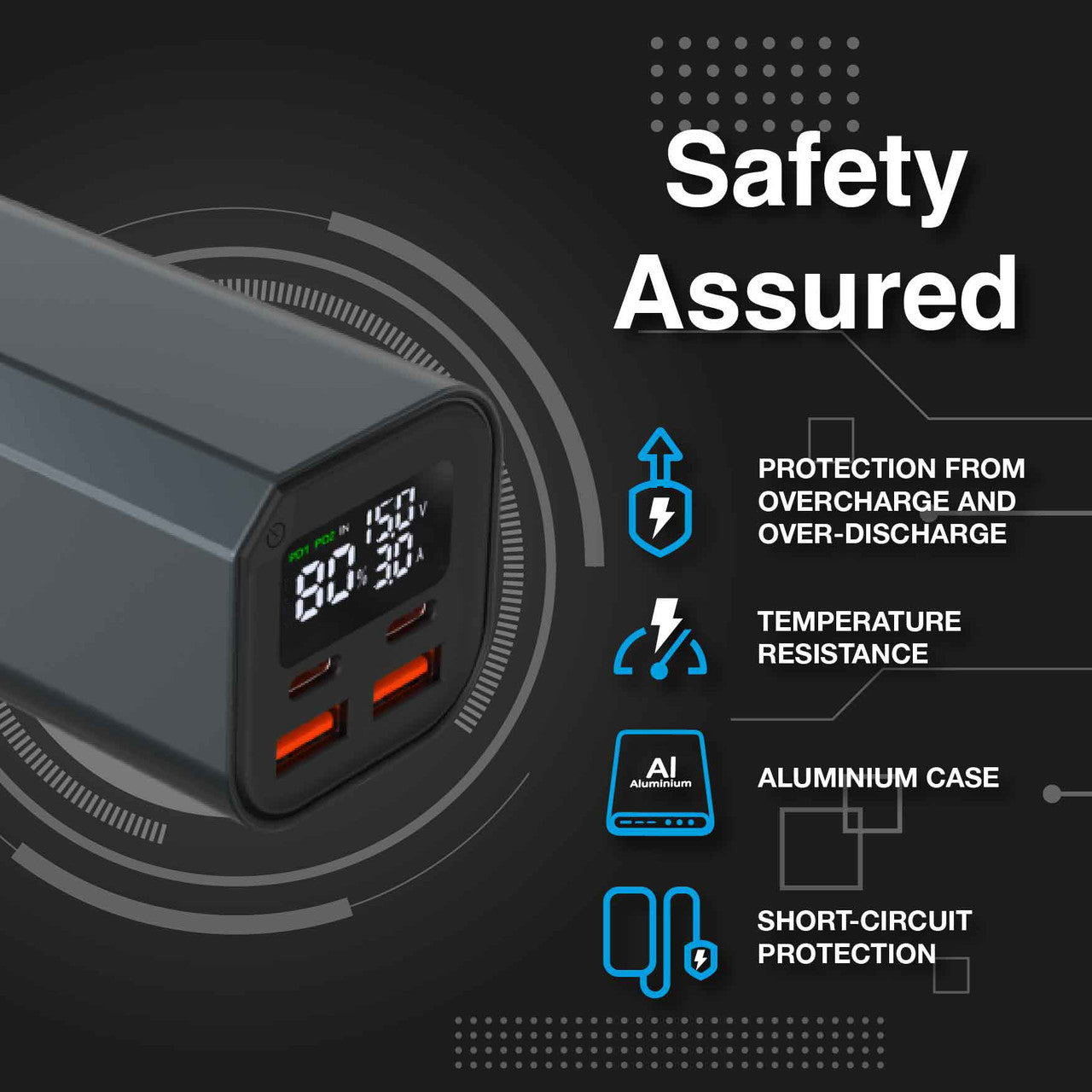 Laser 100W PD 20000mAh Laptop Powerbank Schwarz