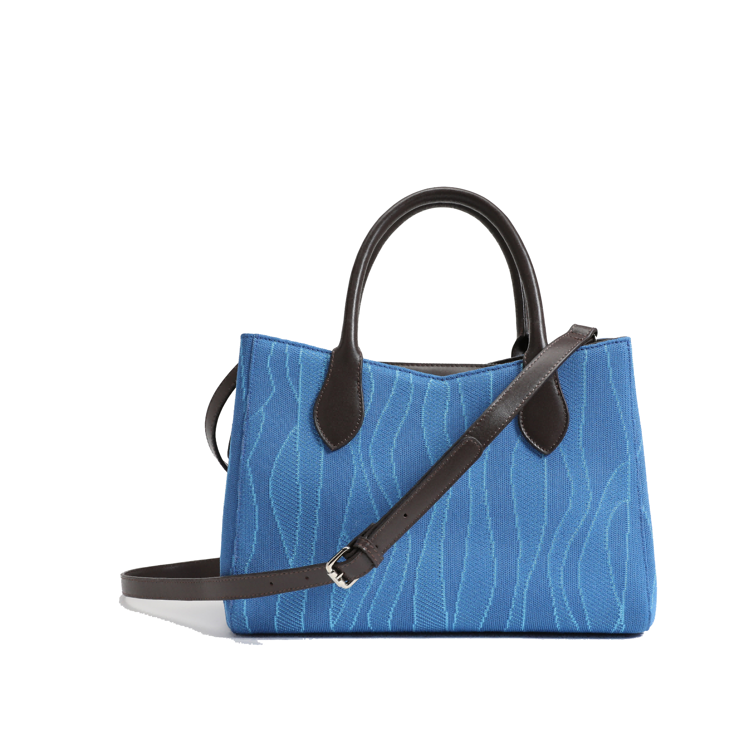 Color-contrast leather shoulder bag | 3D woven pattern small tote, one bag for commuting and shopping