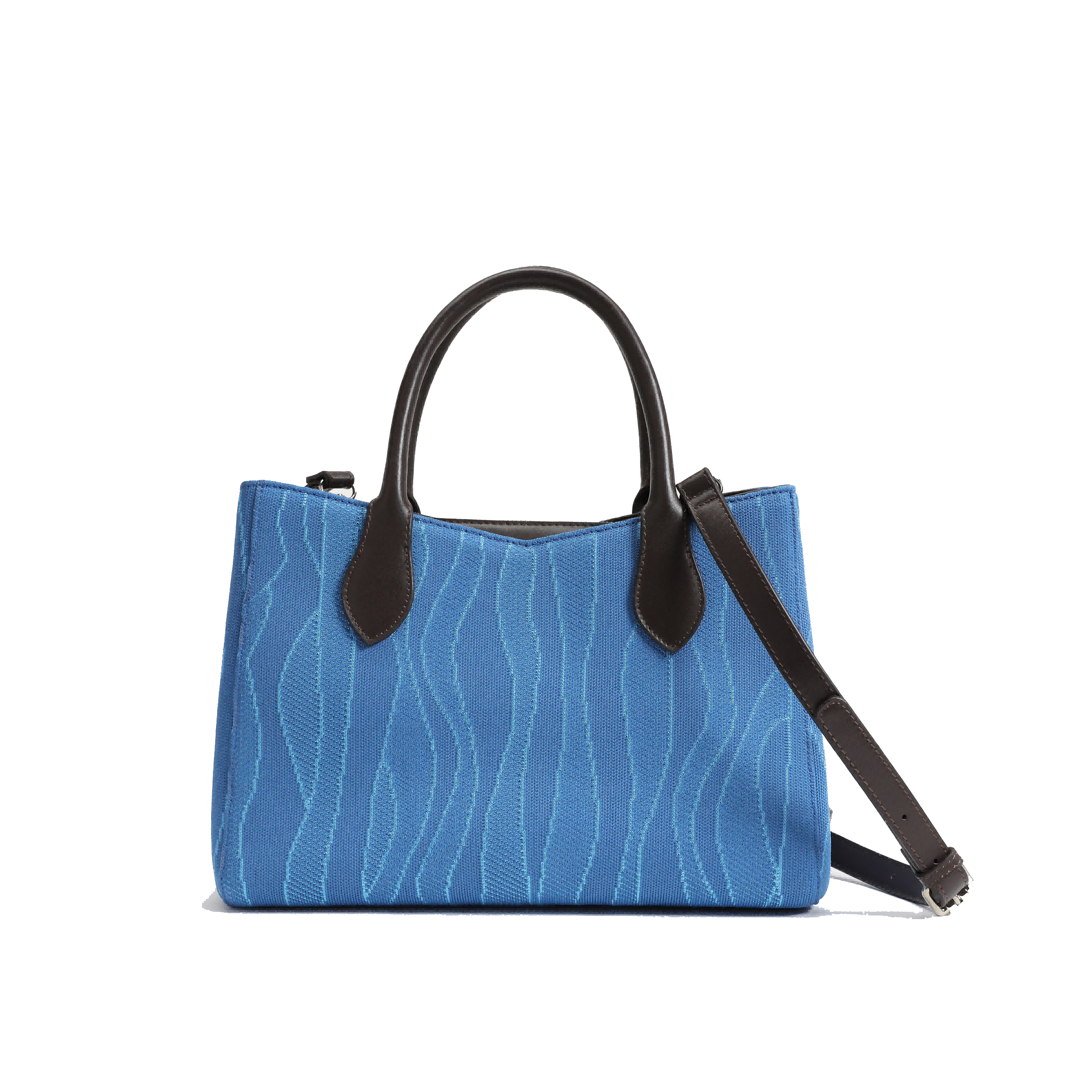 Color-contrast leather shoulder bag | 3D woven pattern small tote, one bag for commuting and shopping