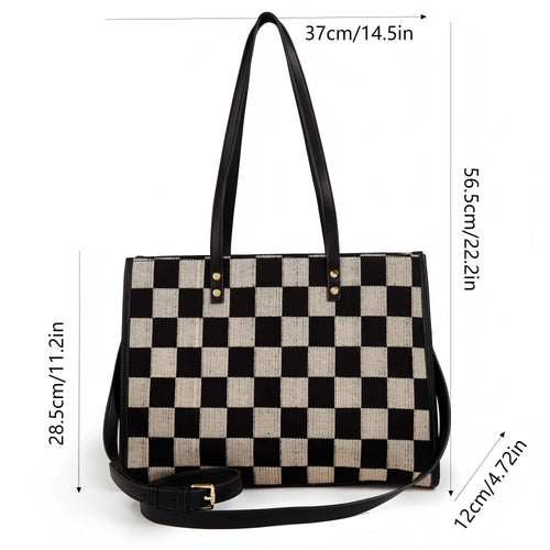 Black and gray color-matched tote bag | large capacity, can be carried by hand or cross-body, suitable for street photography and commuting