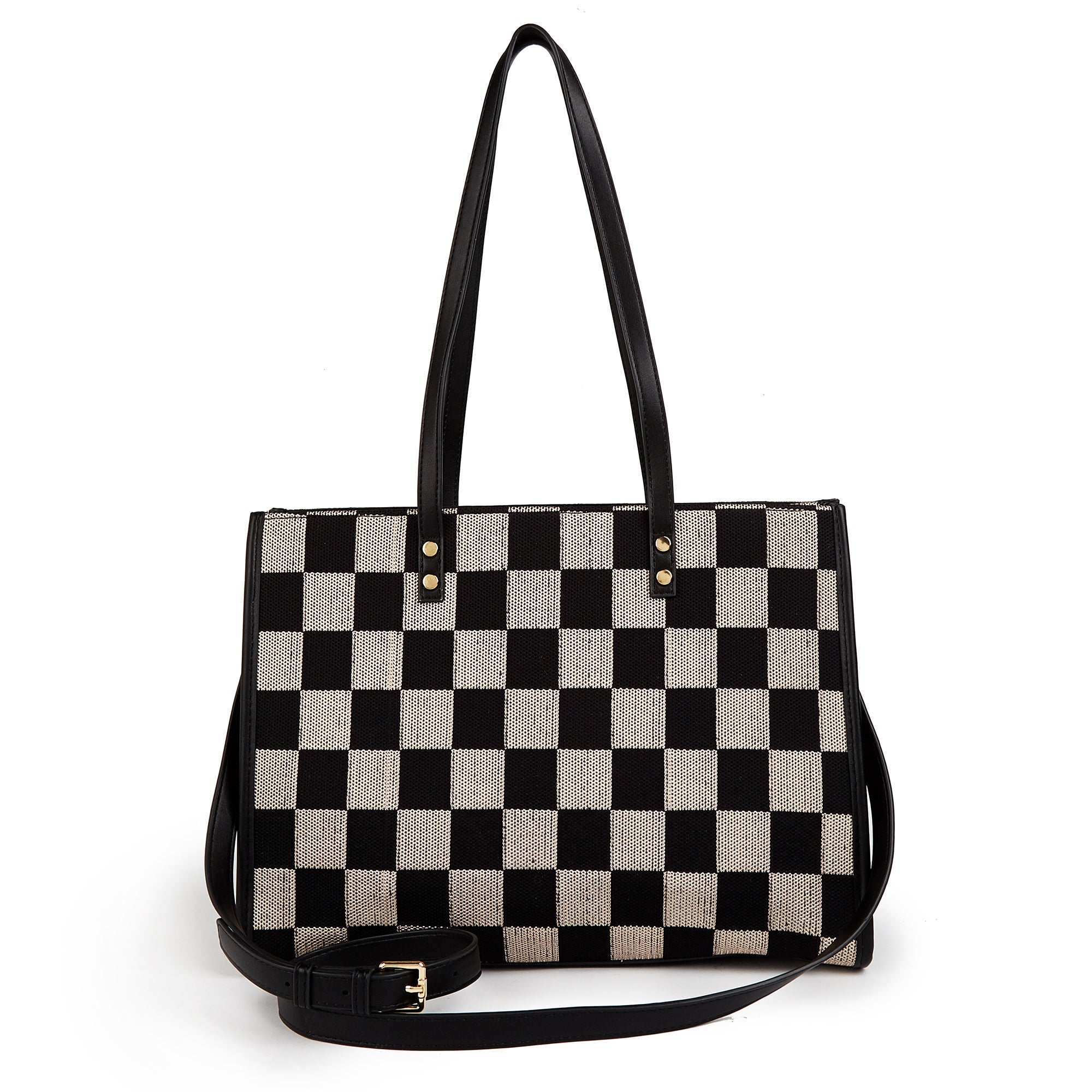 Black and gray color-matched tote bag | large capacity, can be carried by hand or cross-body, suitable for street photography and commuting