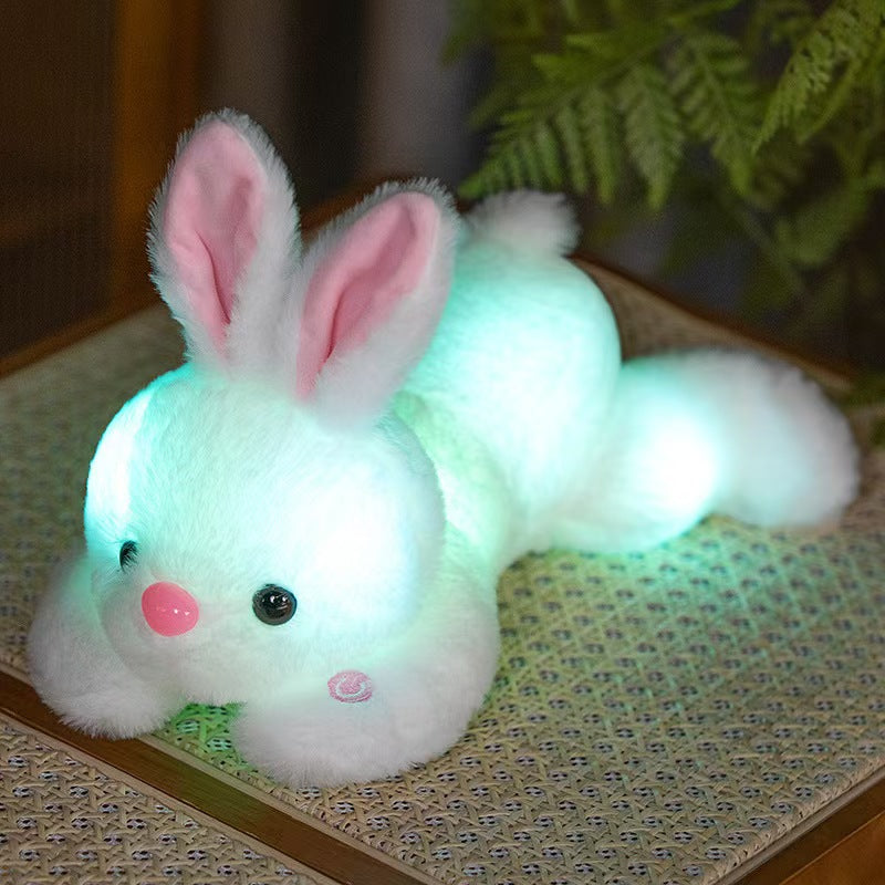 White glowing rabbit plush toy – Cute and charming glowing rabbit stuffed animal, 35 cm (13.8 inches), perfect for children, charming night companion, rabbit lover's Easter, Valentine's Day, birthday, Children's Day perfect gift