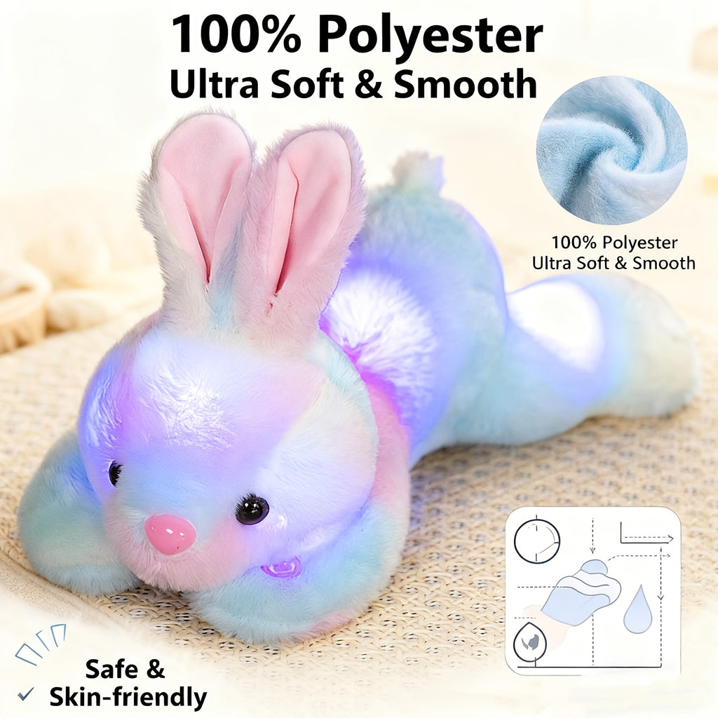 White glowing rabbit plush toy – Cute and charming glowing rabbit stuffed animal, 35 cm (13.8 inches), perfect for children, charming night companion, rabbit lover's Easter, Valentine's Day, birthday, Children's Day perfect gift