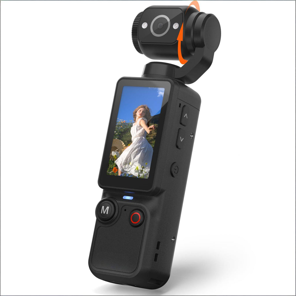 Handheld-Taschenkamera – 2.5K UHD, um 180° drehbares Objektiv, Aufhelllicht, 2000mAh Akku, keine App erforderlich, 32GB inklusive, für Vlog & Reisen (Schwarz)