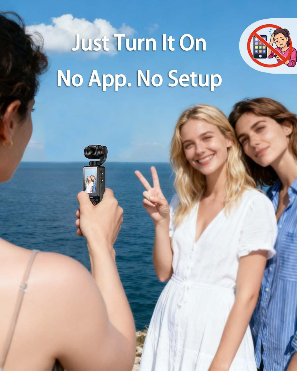 Handheld-Taschenkamera – 2.5K UHD, um 180° drehbares Objektiv, Aufhelllicht, 2000mAh Akku, keine App erforderlich, 32GB inklusive, für Vlog & Reisen (Schwarz)