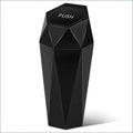Push-Top Auto-Mülleimer – Kompakter 600-ml-Mülleimer mit Selbstschließfunktion für Getränkehalter, Türkartentasche & Schreibtisch, wasserdicht, auslaufsicher, schlankes geometrisches Design (Schwarz)