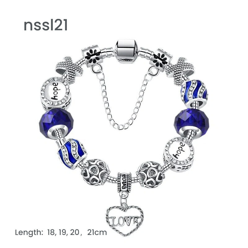 10 Styles Charm Bracelets Set: Colorful Alloy & Glass Beaded Bracelets,Buy 2 for Better Price(double)