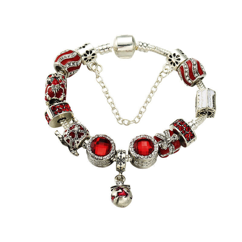 Vintage versilbertes Zirkonia-Perlenarmband (18cm)