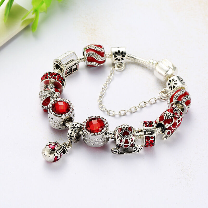 Vintage versilbertes Zirkonia-Perlenarmband (18cm)