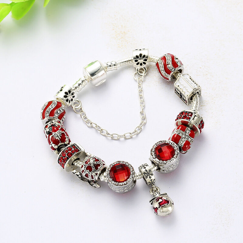 Vintage versilbertes Zirkonia-Perlenarmband (18cm)
