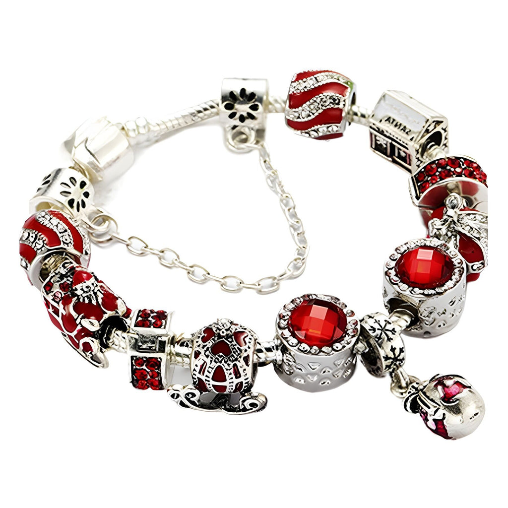 Vintage versilbertes Zirkonia-Perlenarmband (18cm)
