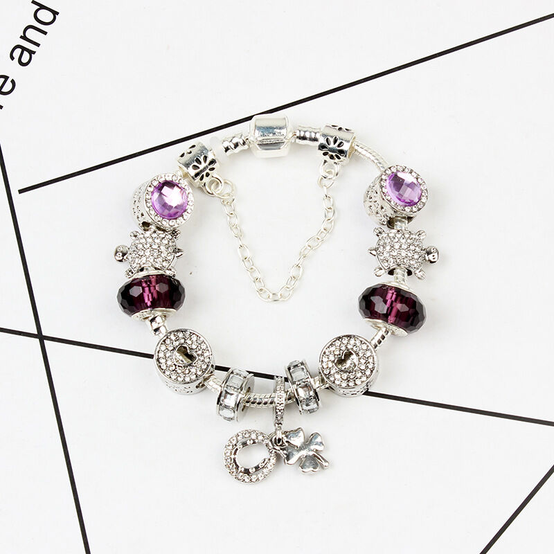Kombi-Angebot: Schildkröten-Perlen-, lila Blumen-, blaue Sternenhimmel-Armbänder – Mix & Match, 3 zum besseren Preis kaufen (dreifach-20 cm)