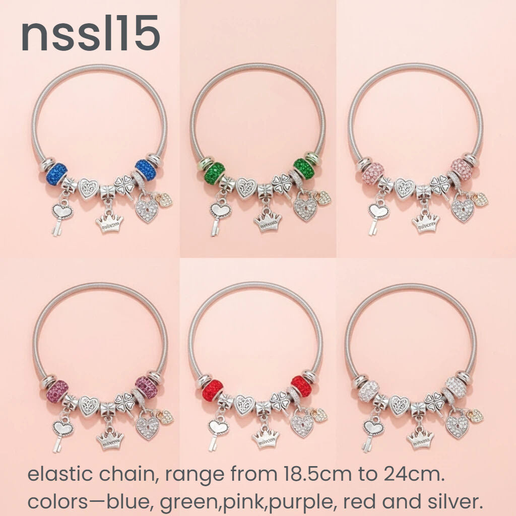 10 Styles Charm Bracelets Set: Colorful Alloy & Glass Beaded Bracelets,Buy 3 for Better Price(triple)