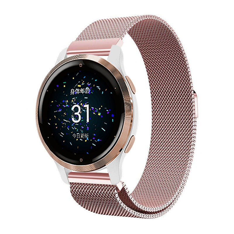Garmin Venu 2 2S SQ Compatible Stainless Steel Gold Milanese Magnetic Bracelet
