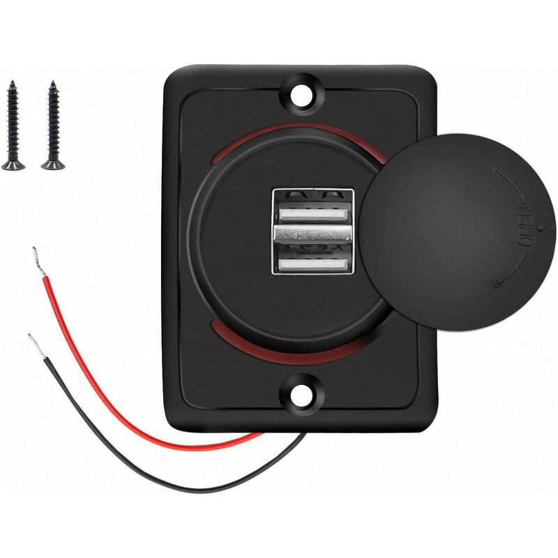 Auto-USB-Ladegerät, 3.1A 12V/24V USB-Bedienfeld, Dual-Port-Ladesteckdose, 2-Port-Adapter, für Auto, Marine, Wohnmobil,