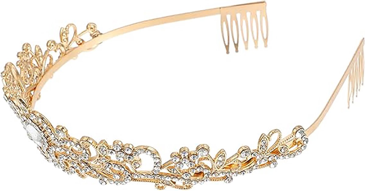 Crown for Women - Princess Crown - Diadem - Crown - Gold Tiara - Rhinestone - Elegant and Durable - Suitable for Various Occasions - Hair Jewelry - Wedding