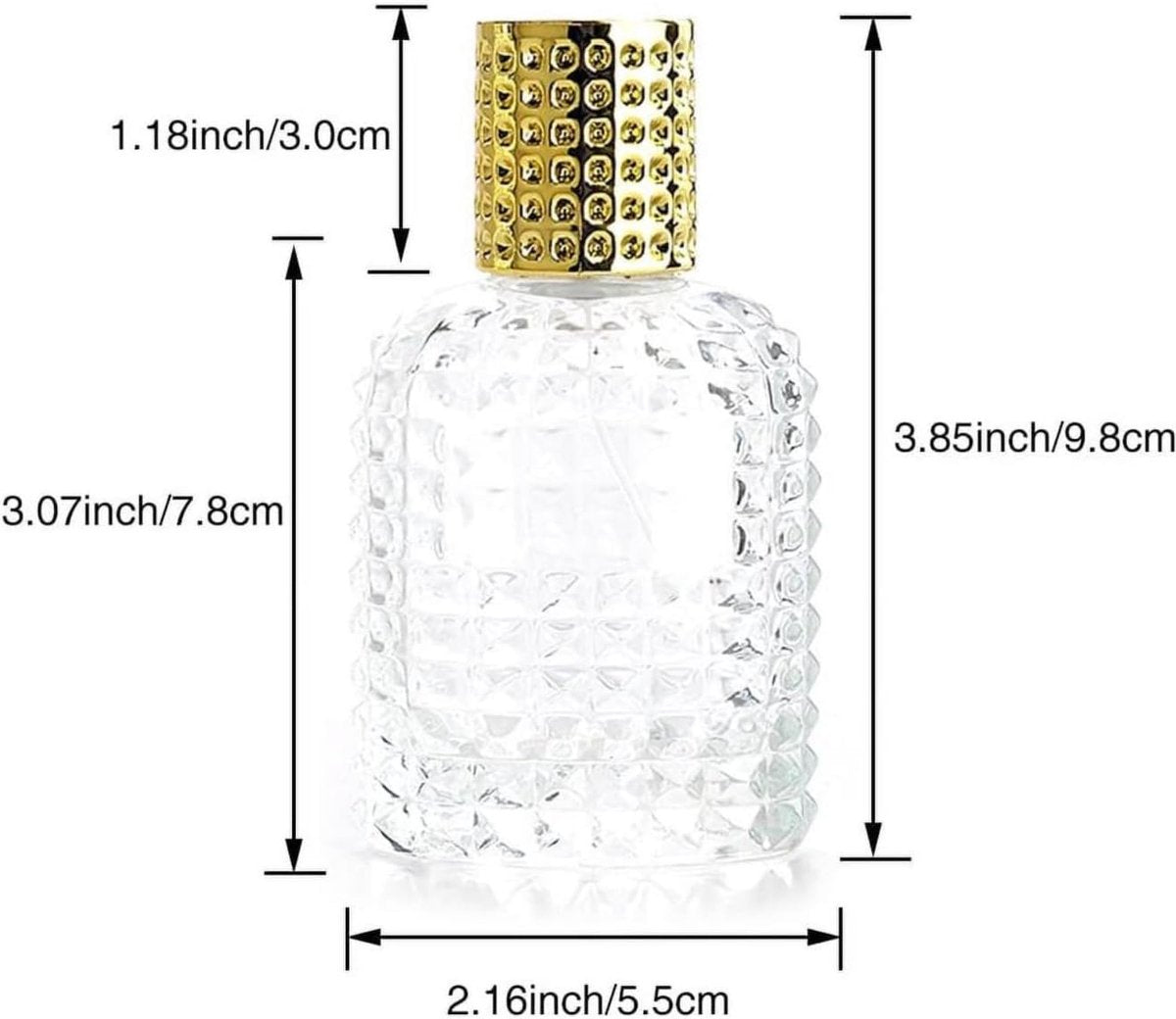 Mini-Parfümflaschen - 50ml - Leere Sprühflasche - Reiseflasche - Parfümzerstäuber - Parfümflaschen - Nachfüllbar - Gold - Transparent - Glas - Für Reisen, Ausgehen, Handtaschen