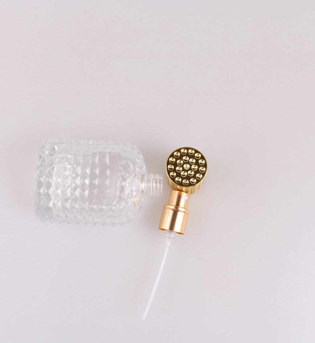 Mini-Parfümflaschen - 50ml - Leere Sprühflasche - Reiseflasche - Parfümzerstäuber - Parfümflaschen - Nachfüllbar - Gold - Transparent - Glas - Für Reisen, Ausgehen, Handtaschen