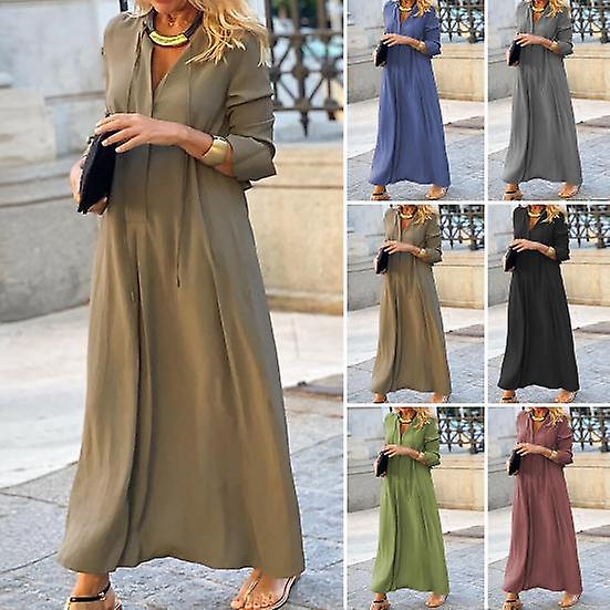 Damen schwarzes 2XL Langarm-Pulloverkleid mit hoher Taille für Herbst und Urlaub
