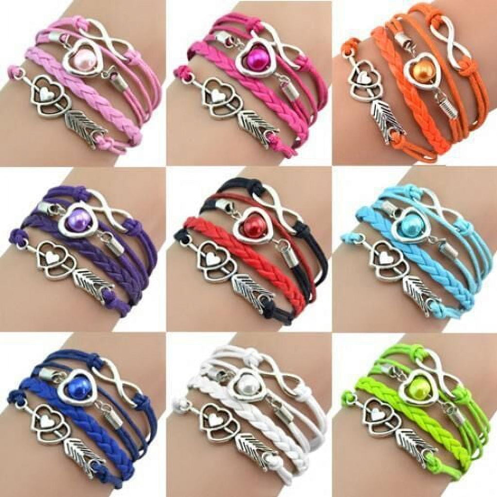 Bracelets for Women Friendship Leather Bracelet Gift Hand Jewelry for Woman or A Girl - There are Many Colors to Choose From Black & Red