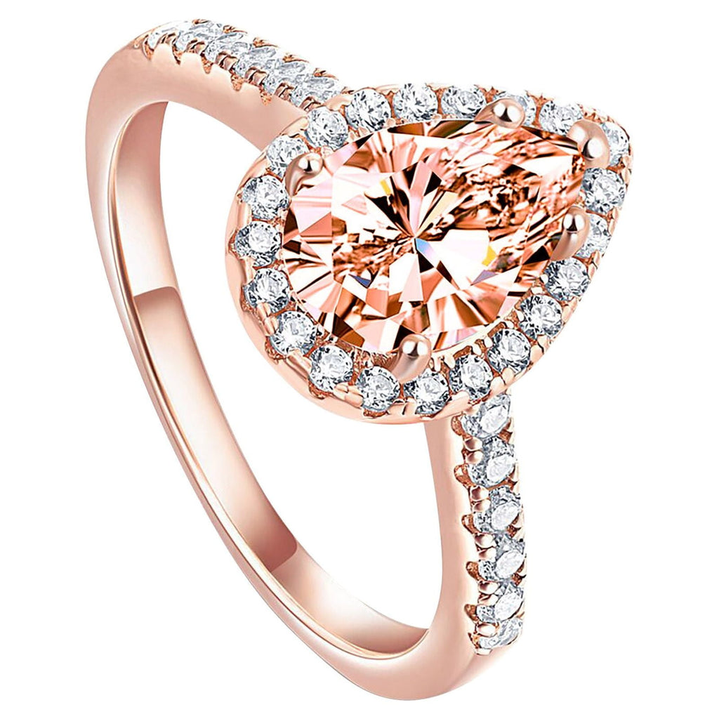CILENON Women Fashion Ring Black Zircon Ring Ladies Jewelry Engaged Ring (Black,9) Z-Rose Gold