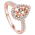 CILENON Women Fashion Ring Black Zircon Ring Ladies Jewelry Engaged Ring (Black,9) Z-Rose Gold