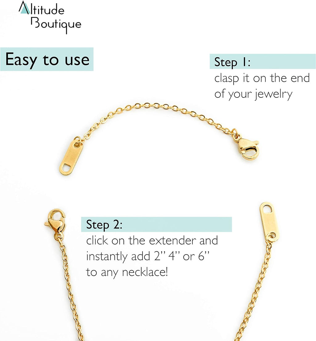 18k Gold Plated Necklace Extenders Delicate Necklace Extender Chain Set for Women 3 Piece Set, Extensions 2", 4", 6" Inches Hypoallergenic in Gold, Rose Gold, or Silver