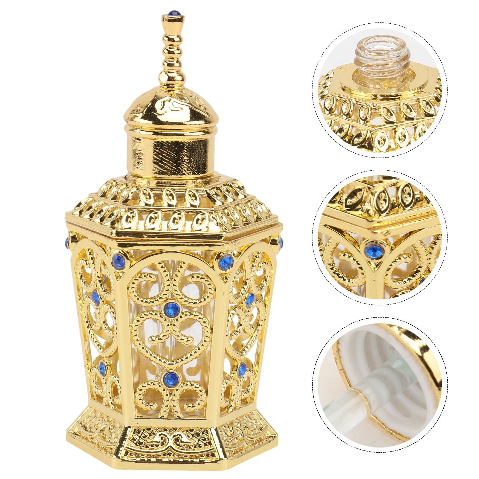HOOWIFFY Golden Glass Perfume Bottle with Craftsmanship 1Pc