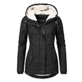 Wasserdichte, warme Winterjacke mit Kapuze, dickes Fleece-Futter, Baumwolljacke für Damen - yujia Black XXXXL