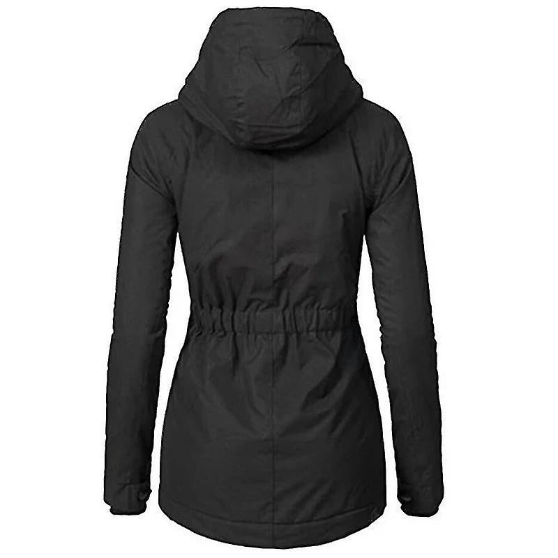Wasserdichte, warme Winterjacke mit Kapuze, dickes Fleece-Futter, Baumwolljacke für Damen - yujia Black XXXXL