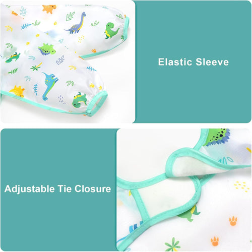 4 Pack Long Sleeve Bibs, Baby Smock Waterproof Sleeved Bib Smock for Baby Toddler 6-36 Months