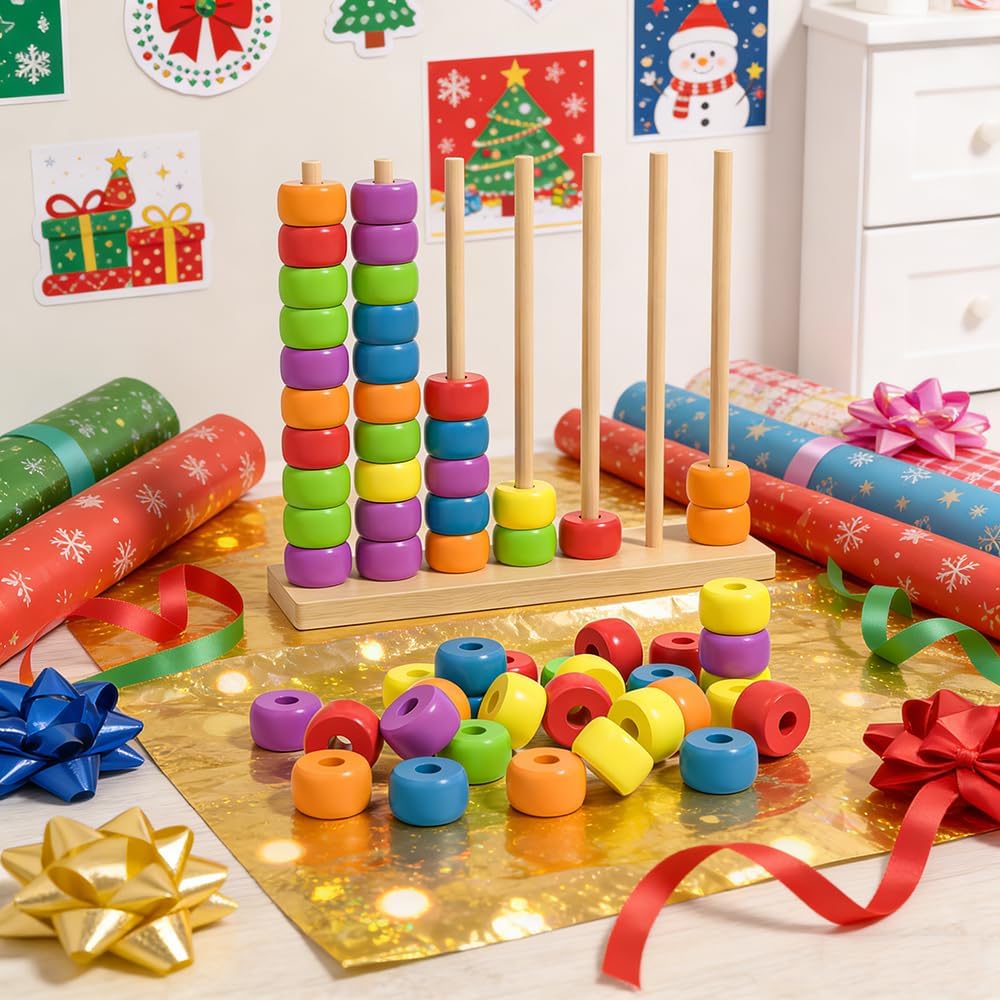 Farblich passendes Stapel-Puzzle-Spiel, 2026 neues schnelles Regenbogenring-Stapel-Puzzle-Spiel, verbessertes Holz-Farb-Matching-Herausforderungsspiel für Familienspaß und Strategieliebhaber (#02)