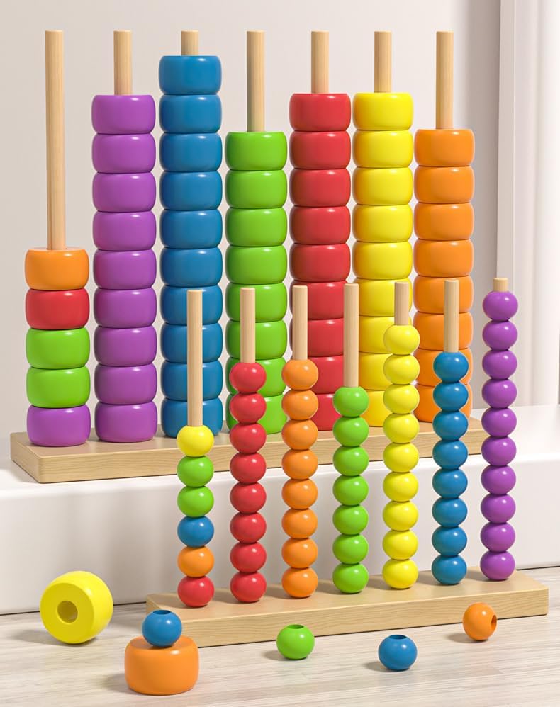 Farblich passendes Stapel-Puzzle-Spiel, 2026 neues schnelles Regenbogenring-Stapel-Puzzle-Spiel, verbessertes Holz-Farb-Matching-Herausforderungsspiel für Familienspaß und Strategieliebhaber (#02)