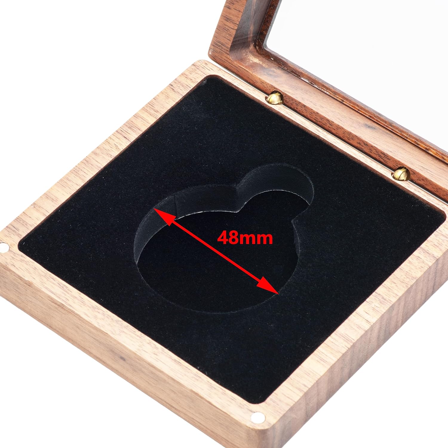 Geschenkbox für Taschenuhren aus Walnussholz mit Klarsicht-Acryldeckel, tragbare Aufbewahrungsbox für eine einzelne Taschenuhr, Reise-Organizer für Damen und Herren (innen Schwarz)