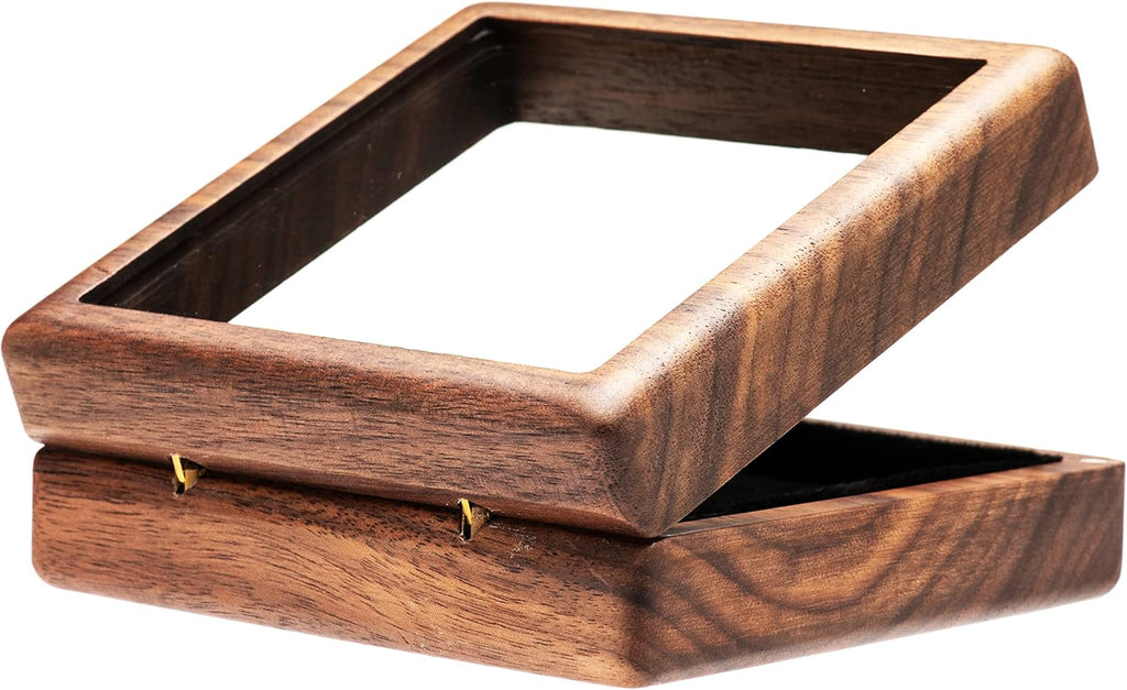 Geschenkbox für Taschenuhren aus Walnussholz mit Klarsicht-Acryldeckel, tragbare Aufbewahrungsbox für eine einzelne Taschenuhr, Reise-Organizer für Damen und Herren (innen Schwarz)