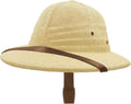 Strohhelm Pith Bucket Sonnenhut Herren Vietnamkrieg Armeehut Papa Boater Dschungel Safari Entdecker Bergmannshut (Verstellbares Kinnband)
