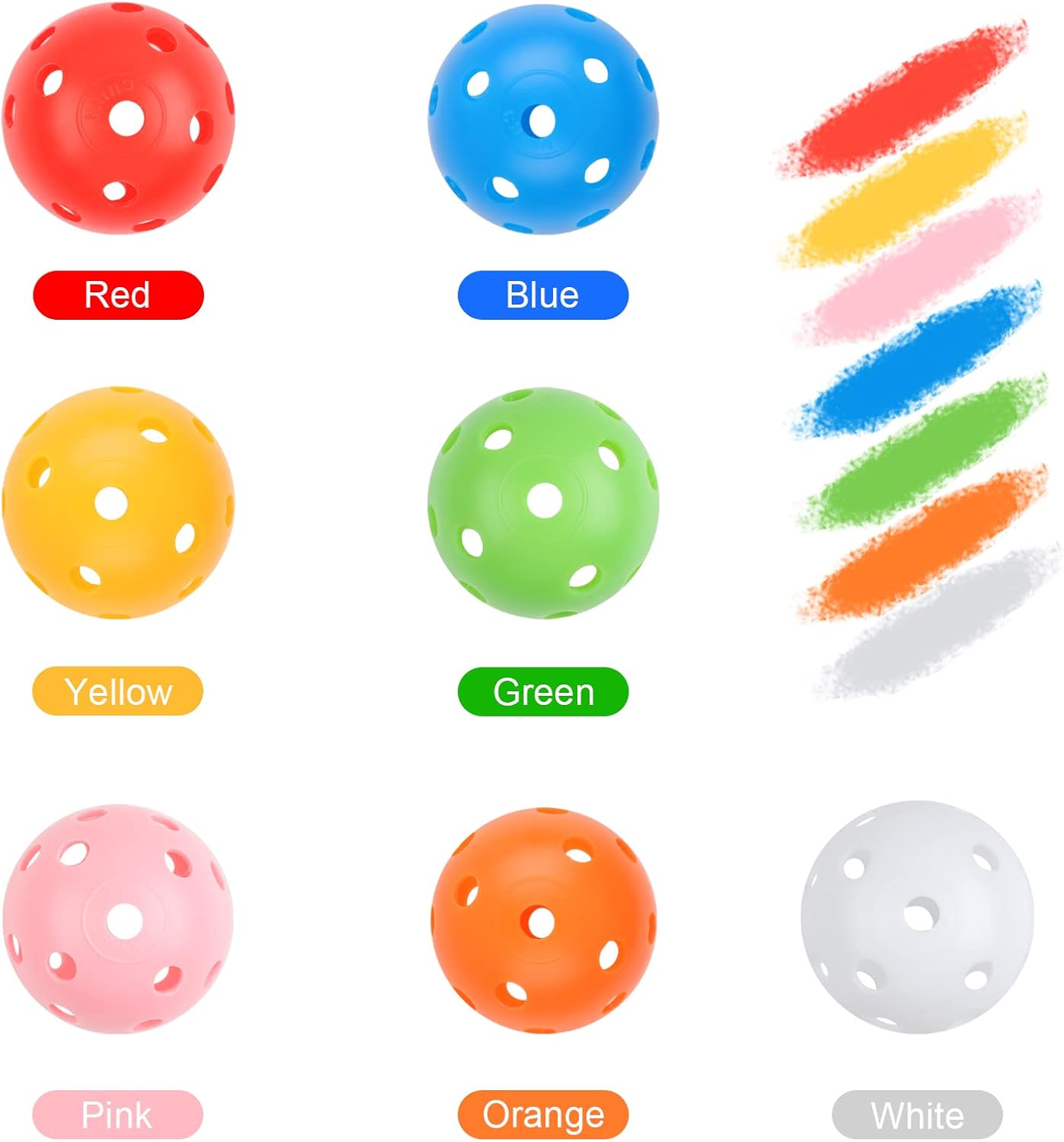 Practice Golf Balls 24 Pack, 42mm Plastic Balls, for Backyard, Training Swing Multicolor -